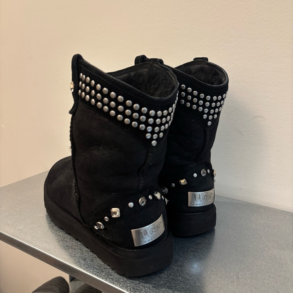 UGG Black Studded Mid-Calf Suede Booties
